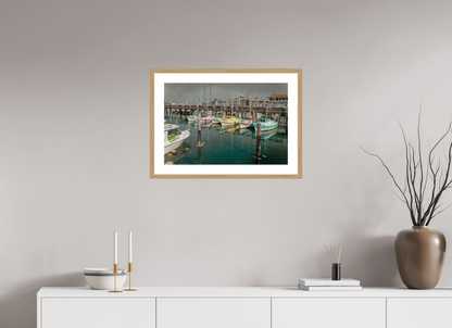 24 x 16″, Natual Oak Frame Print On Fuji Crystal San Francisco Botes en Muelle