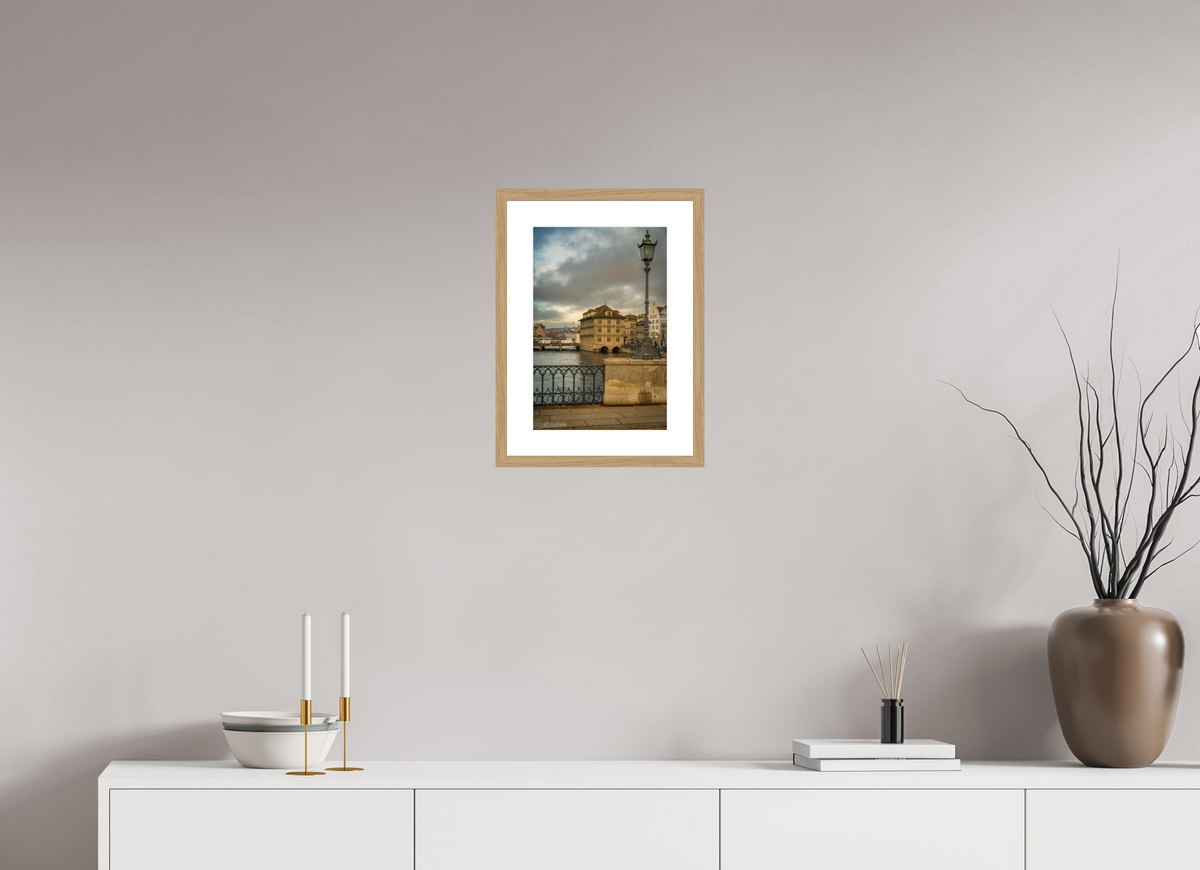 10 x 15″, Natual Oak Frame Print On Fuji Crystal La Paz del Ayuntamiento sobre el Limmat