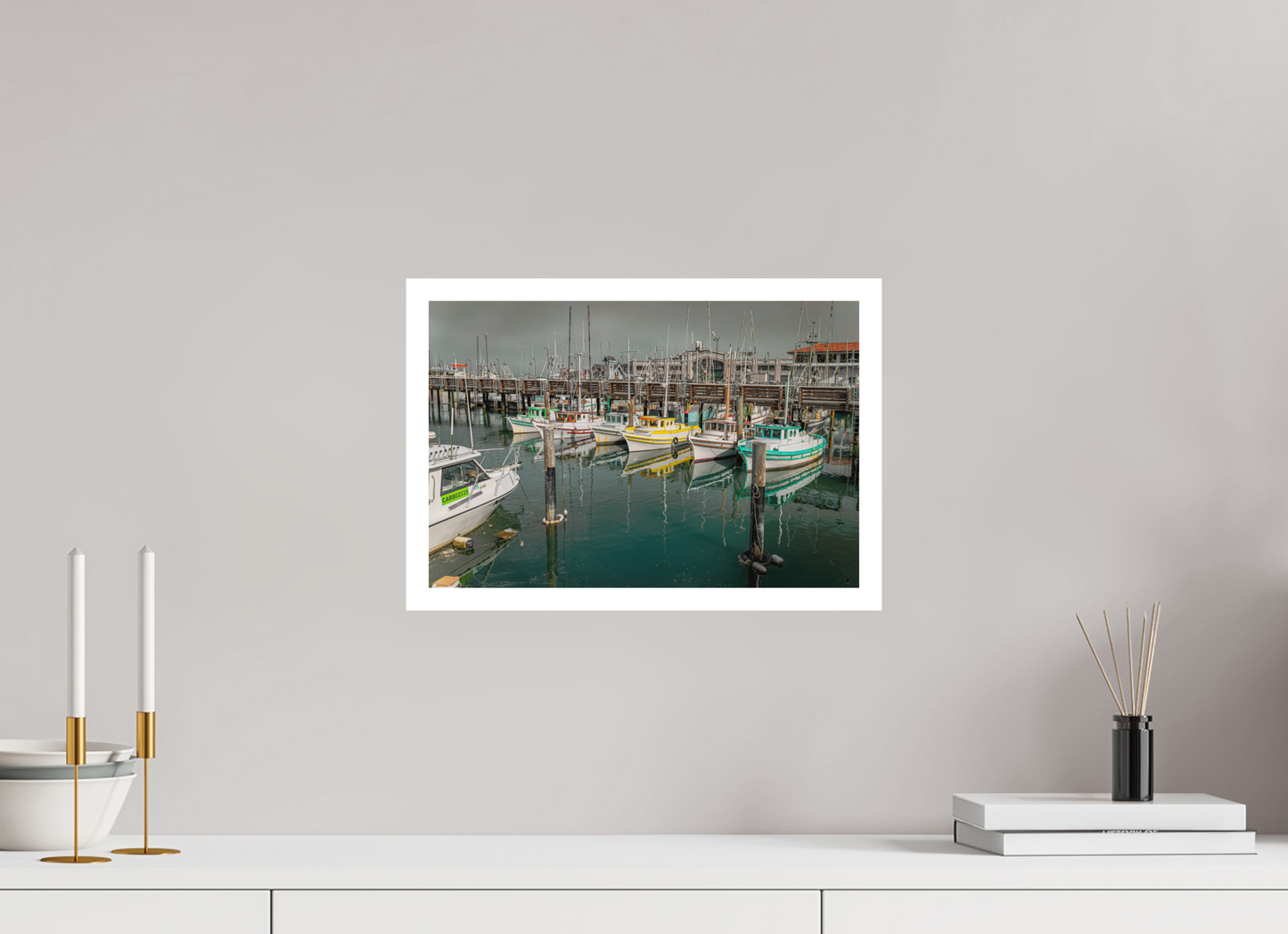 15 x 10″, Matte Hahnemühle Photo Rag Ultra Smooth San Francisco Botes en Muelle