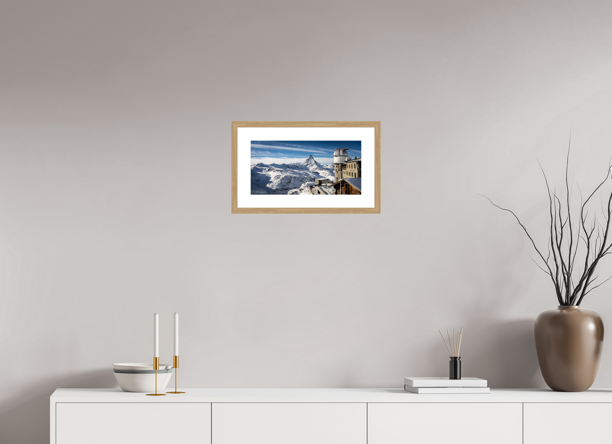 16 x 8″, Natual Oak Frame Print On Fuji Crystal El Observatorio del Matterhorn