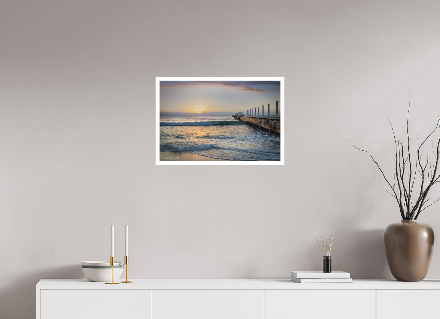 24 x 16″, Matte Photo Print On Fuji Crystal DP II Playa del Carmen Amanecer en el Muelle Constituyentes