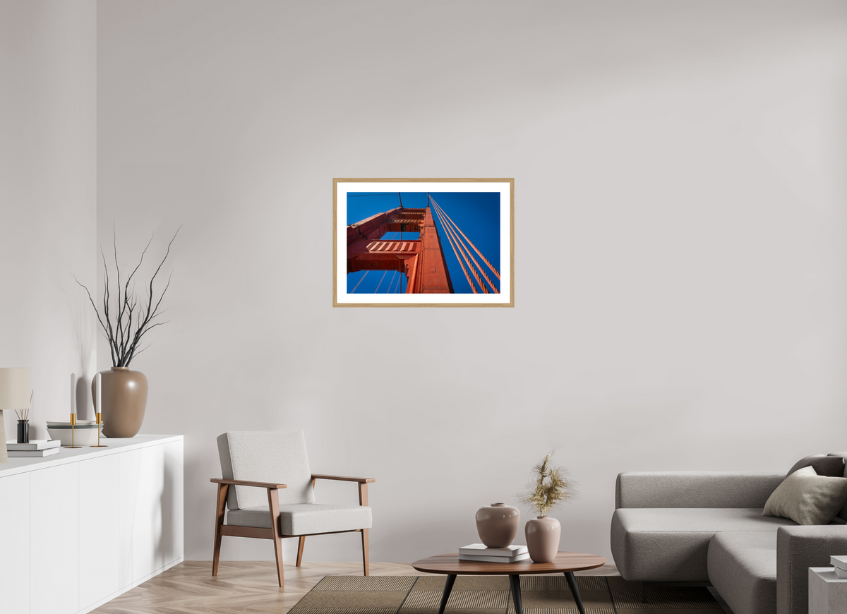 30 x 20″, Natual Oak Frame Print On Fuji Crystal San Francisco Torre Puente Golden Gate