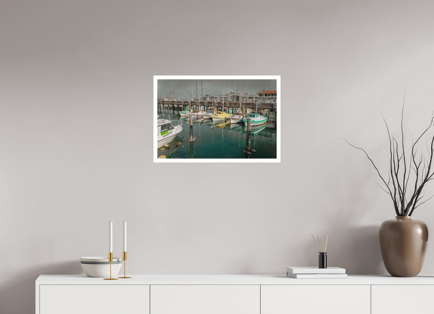 24 x 16″, Matte Photo Print On Fuji Crystal DP II San Francisco Botes en Muelle
