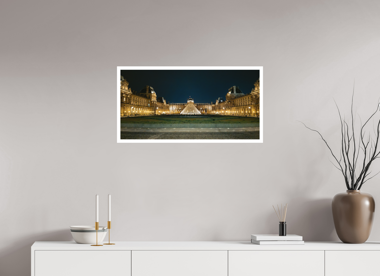 32 x 16″, Matte Hahnemühle Photo Rag Ultra Smooth Paris  Museo del Louvre de Noche