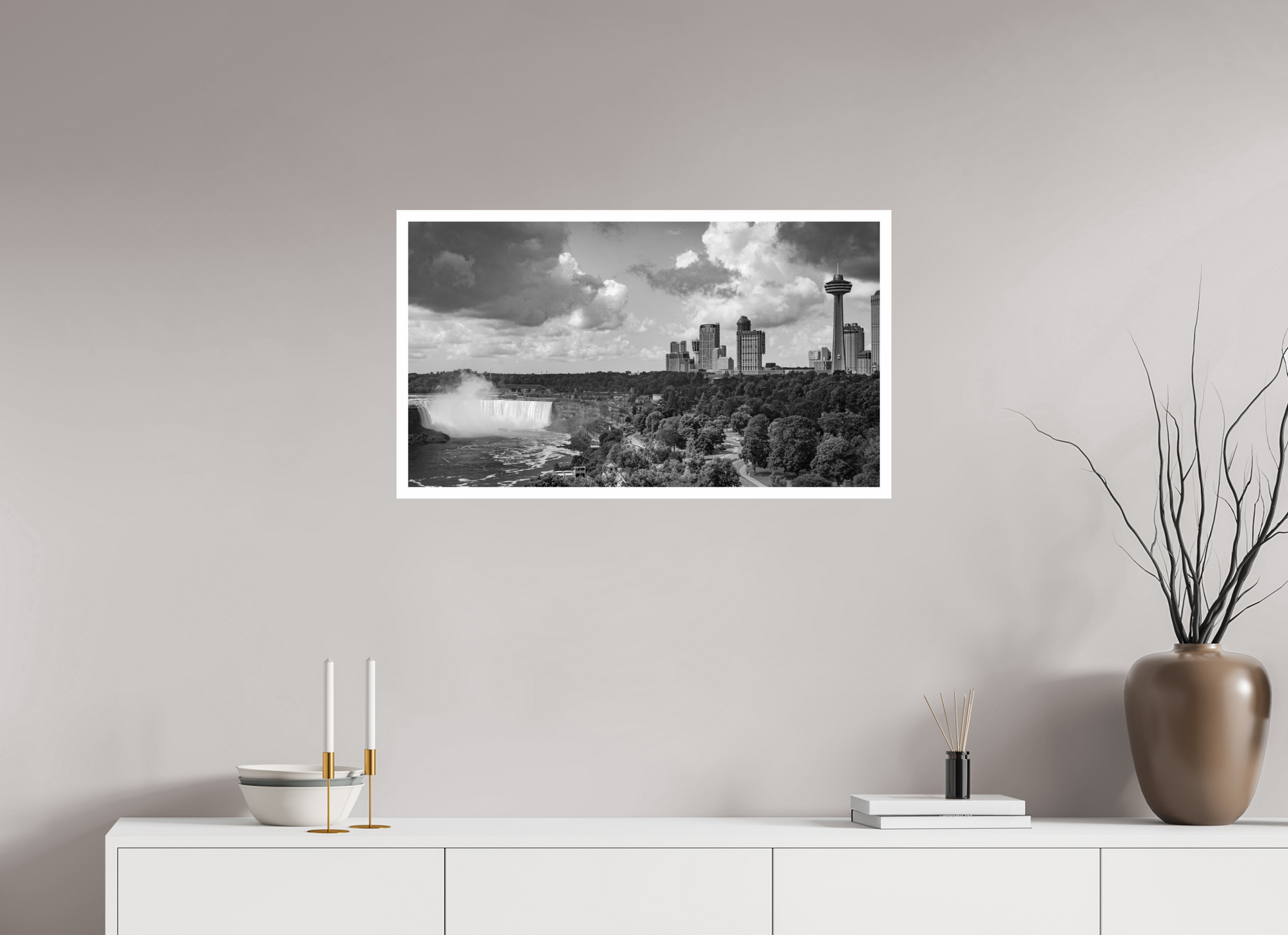 32 x 18″, Gloss Hahnemühle Photo Silk Baryta X Cataratas del Niagara Edificios