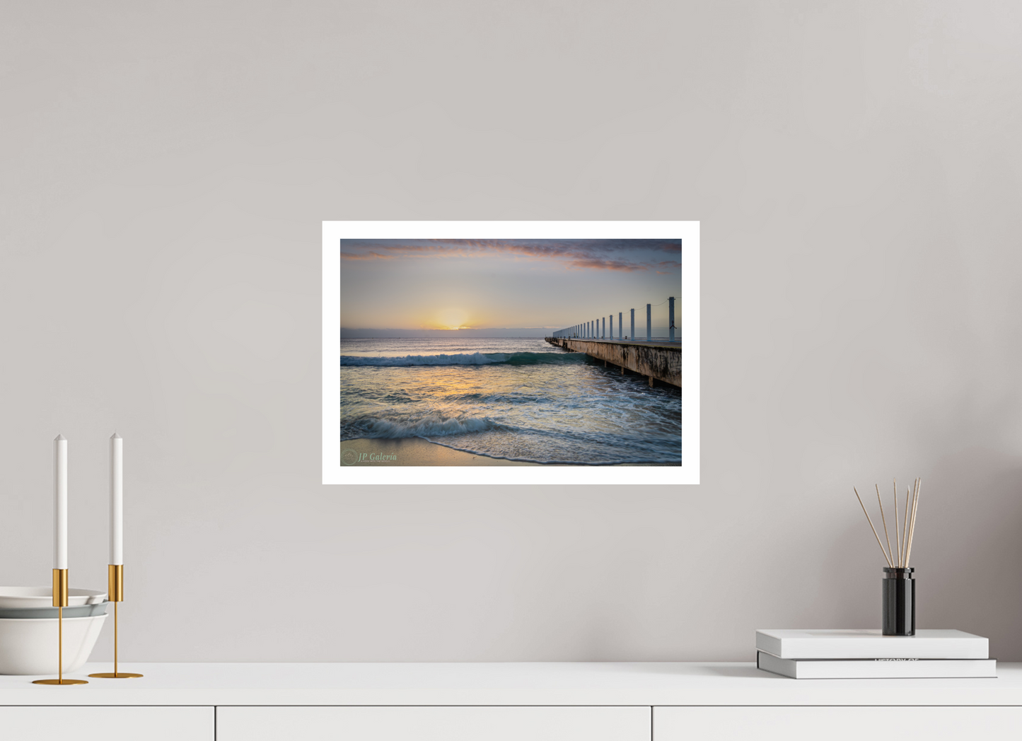 15 x 10″, Gloss Photo Print On Fuji Crystal DP II Playa del Carmen Amanecer en el Muelle Constituyentes